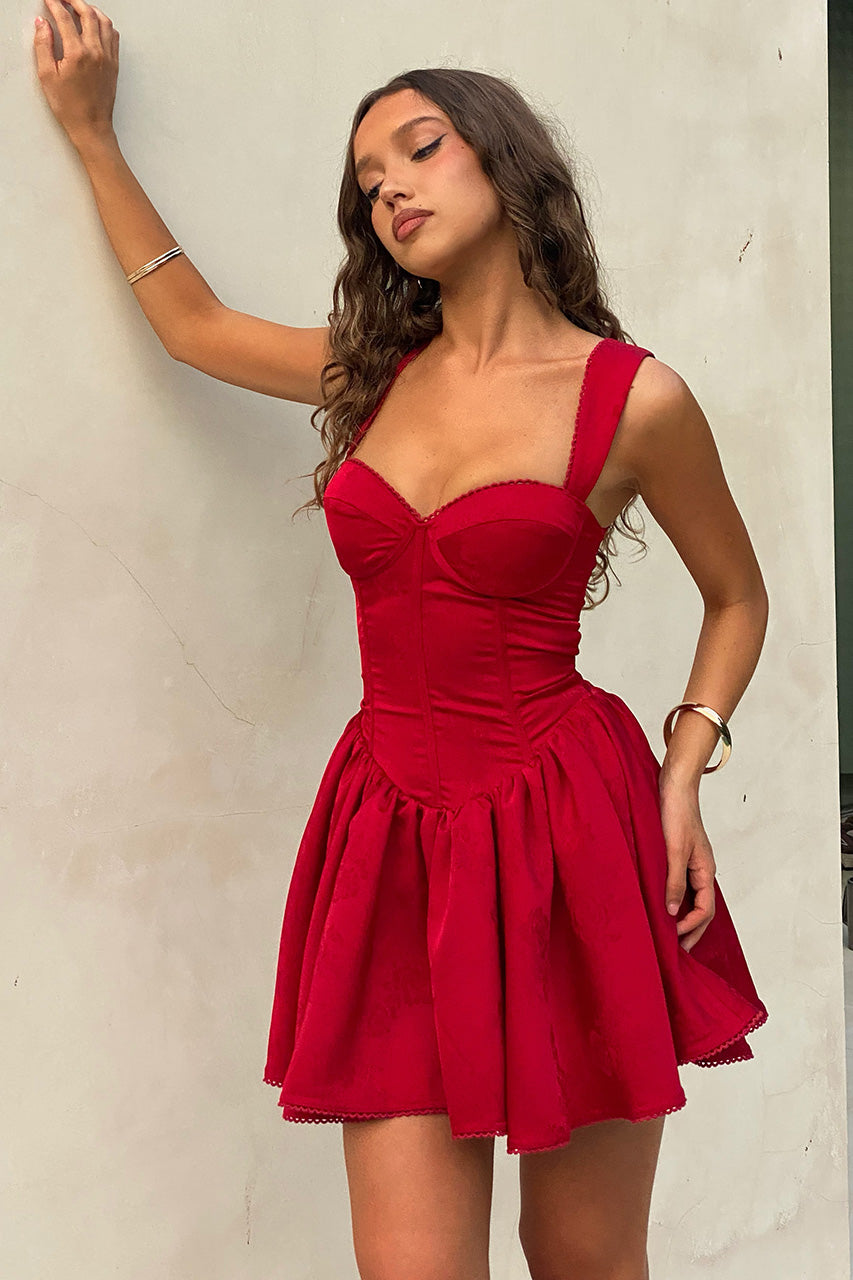 Amara Corset Mini Dress - Red Amara Corset Mini Dress - Red